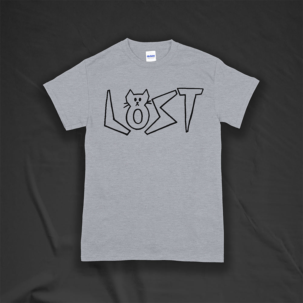 Charlottes Black Cat Letters. Hand drawn design of cat shaped letters. Drawn by my daughter Charlotte, and printed with black ink on a grey shirt.